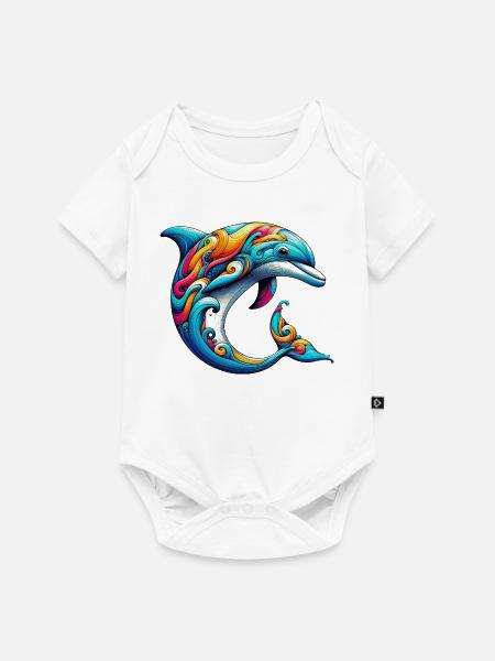 Delfin - Baby Premium Kurzarmbody - Weiß