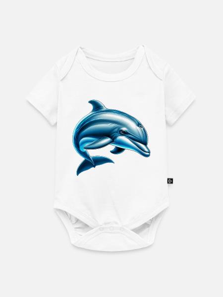 Delfin - Baby Premium Kurzarmbody - Weiß