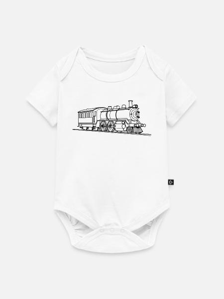 Lokomotive Zeichnung - Baby Premium Kurzarmbody - Weiß