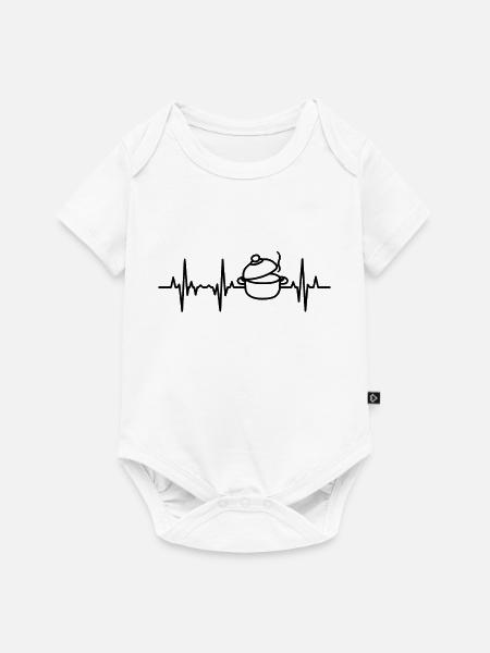 Kochtopf EKG Herzlinie - Baby Premium Kurzarmbody - Weiß