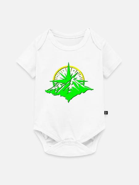 Compass With Mountain Silhouette - Baby Premium Kurzarmbody - Weiß