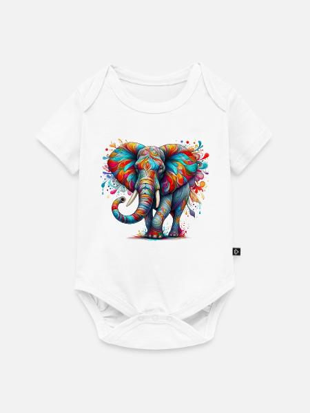 Elefant - Baby Premium Kurzarmbody - Weiß