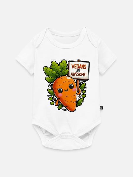 Vegane Karotten-Maskottchen sind super - Baby Premium Kurzarmbody - Weiß