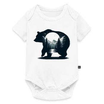 Ours Silhouette Wilderness Pleine Lune Nuit - Body à manches courtes Premium Bébé - blanc - Devant
