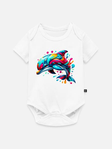 Delfin - Baby Premium Kurzarmbody - Weiß