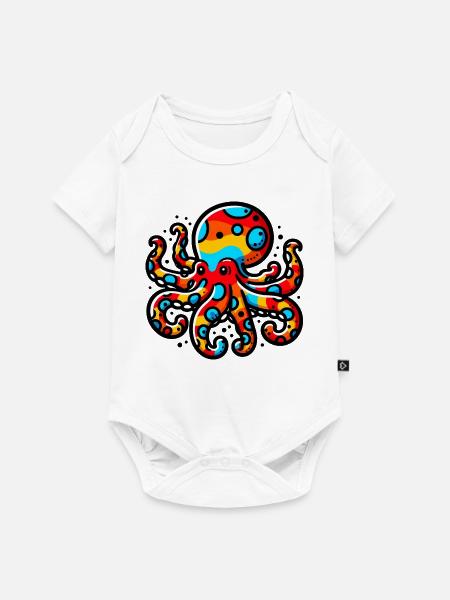 Krake - Baby Premium Kurzarmbody - Weiß