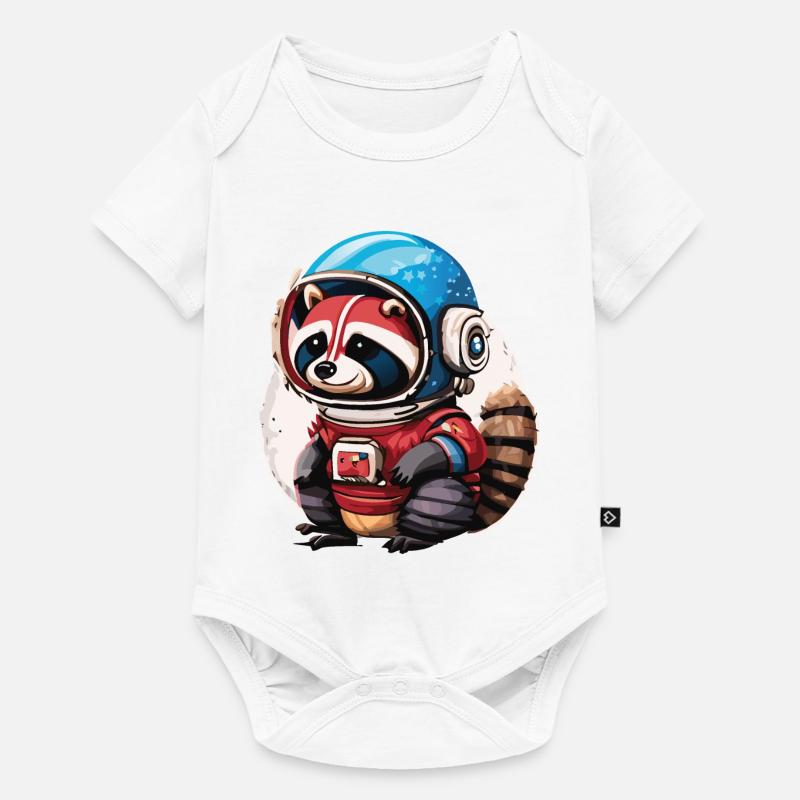 Spaceman raton laveur avec smartphone - Body à manches courtes Premium Bébé - blanc