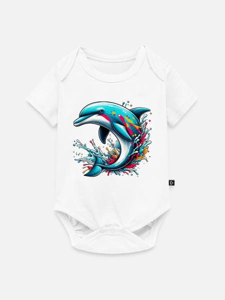Delfin - Baby Premium Kurzarmbody - Weiß