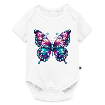 Papillon, Diamant, Diamants, Cristaux, Cristal - Body à manches courtes Premium Bébé - blanc - Devant
