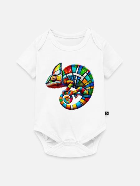 Chamäleon Mondrian - Baby Premium Kurzarmbody - Weiß