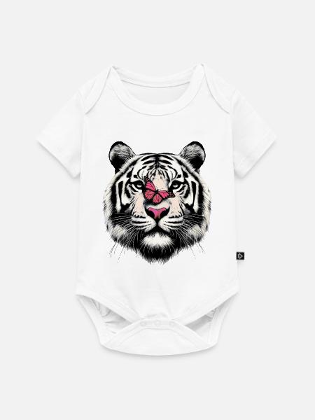Tiger und Schmetterling - Baby Premium Kurzarmbody - Weiß