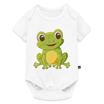 niedlich lächelnder Comic Frosch - Baby Premium Kurzarmbody - Weiß - Vorne