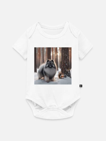 Wolfspitz im Schnee - Baby Premium Kurzarmbody - Weiß