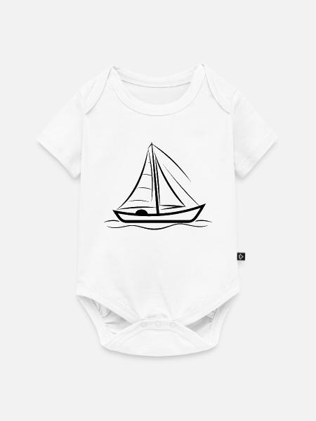 Segelboot Zeichnung - Baby Premium Kurzarmbody - Weiß