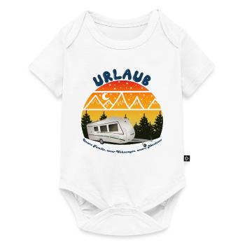 Urlaub gemeinsam im Wohnwagen - Baby Premium Kurzarmbody - Weiß - Vorne