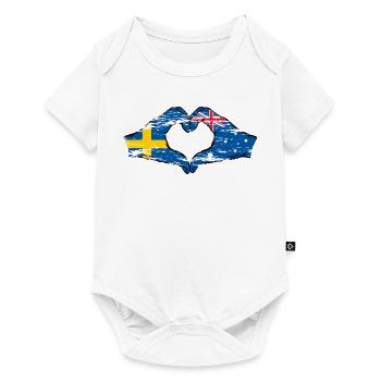 Suède Australie Drapeau Coeur Forme Utilisé - Body à manches courtes Premium Bébé - blanc - Devant