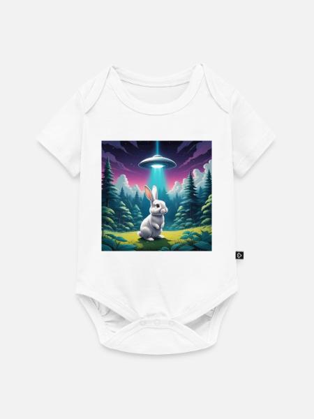 Hase mit UFO - Baby Premium Kurzarmbody - Weiß