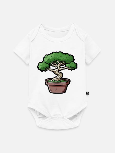 Comic Bonsai Baum - Baby Premium Kurzarmbody - Weiß