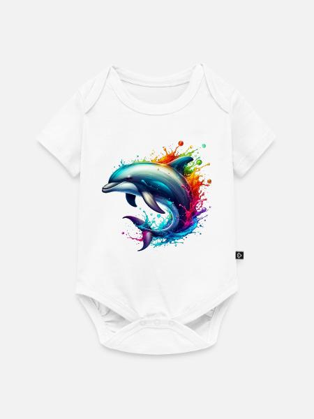 Delfin - Baby Premium Kurzarmbody - Weiß