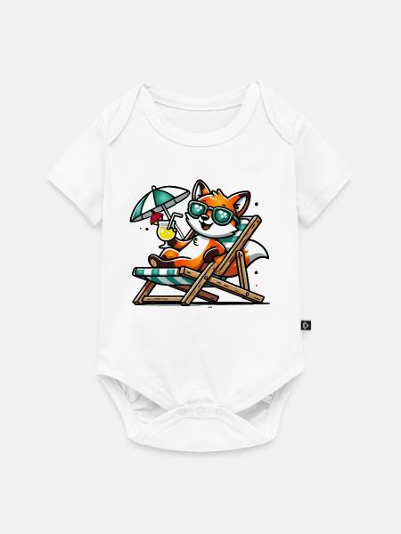 Fuchs am Strand - Baby Premium Kurzarmbody - Weiß