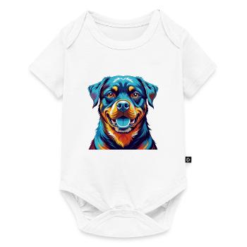 Rottweiler Chien Race Coloré Dessin Animé Kawaii - Body à manches courtes Premium Bébé - blanc - Devant
