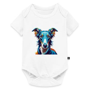 Lévrier polonais Chien race Coloré Dessin animé Kawaii - Body à manches courtes Premium Bébé - blanc - Devant