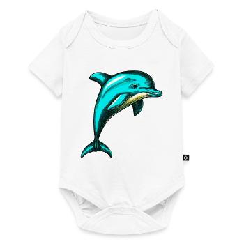 Delfin - Baby Premium Kurzarmbody - Weiß - Vorne