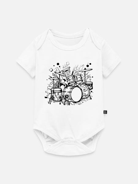 Schlagzeug Skizze - Baby Premium Kurzarmbody - Weiß