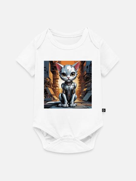 Robo Kitten - Baby Premium Kurzarmbody - Weiß