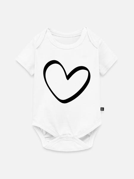 Das ungleiche Herz Outline - Baby Premium Kurzarmbody - Weiß