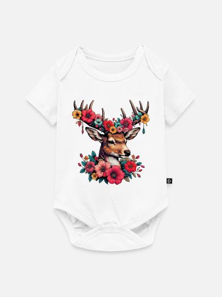 Hirsch - Baby Premium Kurzarmbody - Weiß