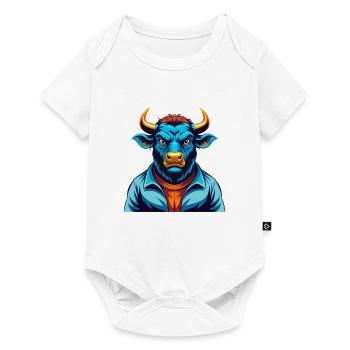 Bull Colorful Kawaii Cartoon Character Clipart - Baby Premium short-sleeve bodysuit - white - Front