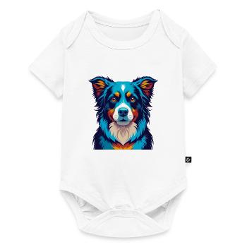 Australian Shepherd Dog Colorful Kawaii Cartoon - Baby Premium short-sleeve bodysuit - white - Front