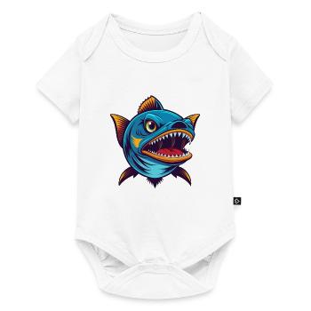 Barracuda Coloré Kawaii Dessin Animé Personnage Animal de compagnie - Body à manches courtes Premium Bébé - blanc - Devant