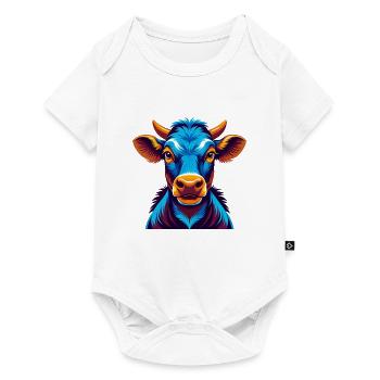 Cow Colorful Kawaii Cartoon Character Clipart - Baby Premium short-sleeve bodysuit - white - Front