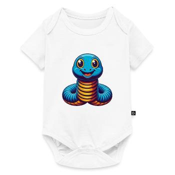 Earthworm Colorful Kawaii Cartoon Character Pet - Baby Premium short-sleeve bodysuit - white - Front