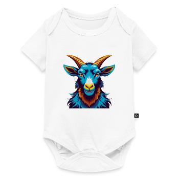 Chèvre coloré Kawaii Dessin animé Personnage Clipart - Body à manches courtes Premium Bébé - blanc - Devant