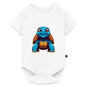 tortue coloré kawaii personnage de dessin animé clipart - Body à manches courtes Premium Bébé - blanc - Devant