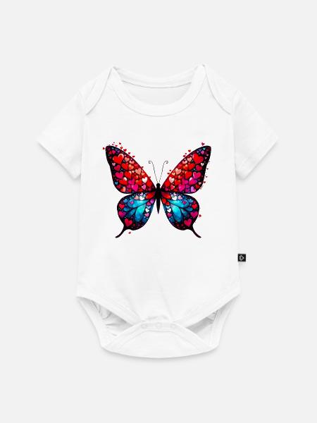 Schmetterling mit Herzen - Baby Premium Kurzarmbody - Weiß