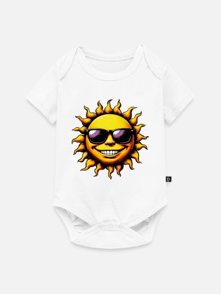 Sonne mit Sonnenbrille - Baby Premium Kurzarmbody - Weiß