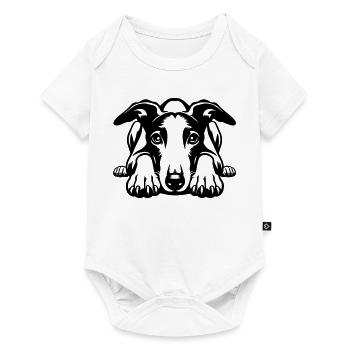 Tête de whippet avec pattes - Body à manches courtes Premium Bébé - blanc - Devant