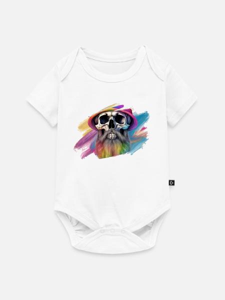 Bunte Regenbogen-Totenkopf-Designe - Baby Premium Kurzarmbody - Weiß