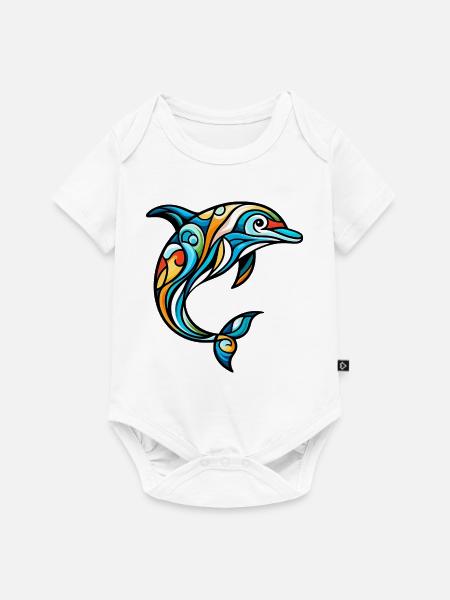 Delfin - Baby Premium Kurzarmbody - Weiß
