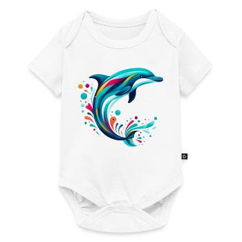Delfin - Baby Premium Kurzarmbody - Weiß - Vorne