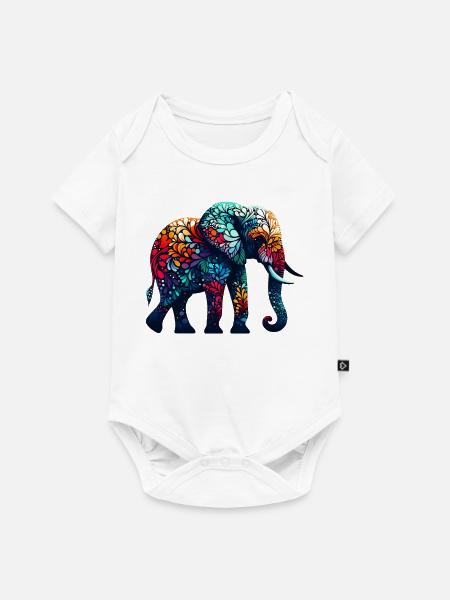 Elefant - Baby Premium Kurzarmbody - Weiß