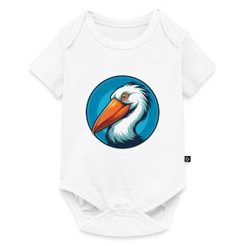 Pélican mignon drôle Kawaii dessin animé Animal Animal Logo - Body à manches courtes Premium Bébé - blanc - Devant