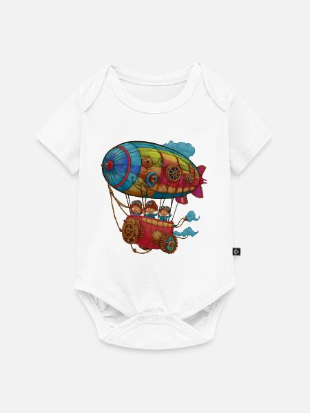 Kunstvolles Steampunk-Luftschiff - Baby Premium Kurzarmbody - Weiß