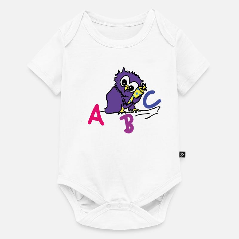 ABC Eule - Baby Premium Kurzarmbody - Weiß