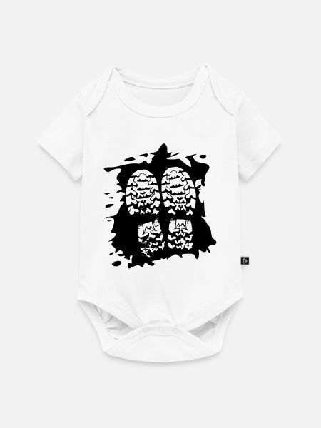 Twin Trails - Schuhprints [Schwarz] - Baby Premium Kurzarmbody - Weiß