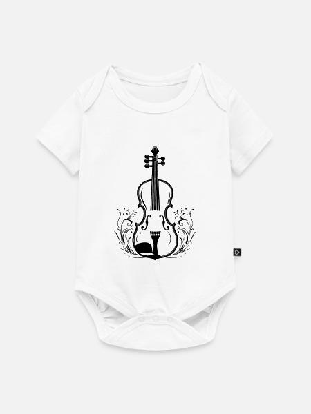 Geige Zeichnung - Baby Premium Kurzarmbody - Weiß